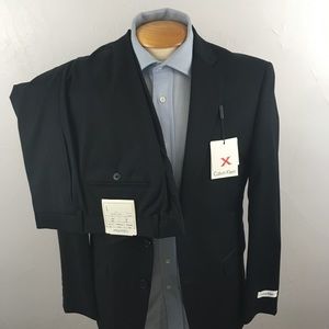 calvin klein 40s mens suit 2 piece navy x fit 100% wool 2 button new nwt ea0004